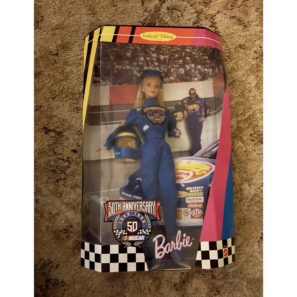 Mattel Barbie NASCAR 50th Anniversary Collector Doll w/ Helmet Outfit 1998 20443